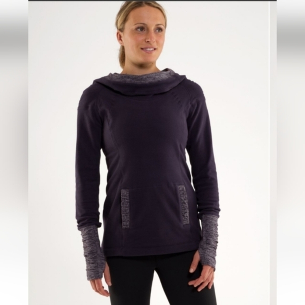 Lululemon Apres run fleece pullover,hooded,6,black swan